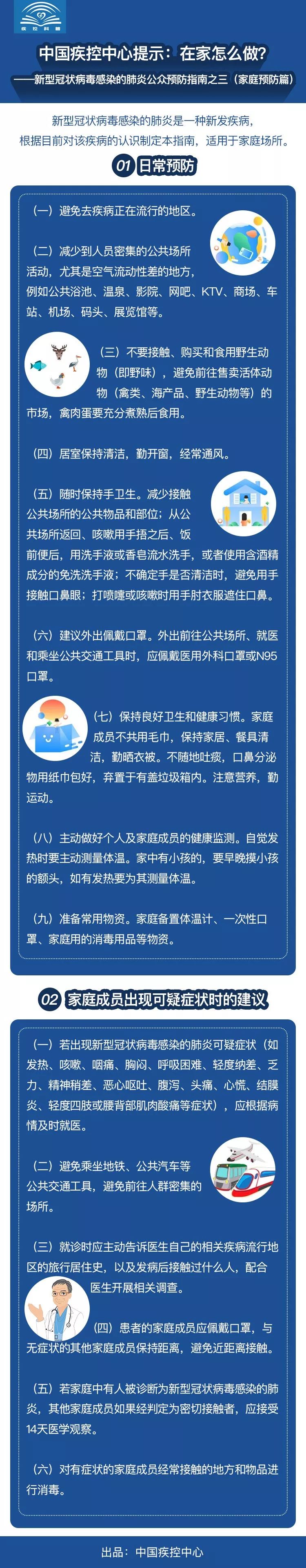 中国疾控中心提示：预防新型肺炎，在家怎么做？