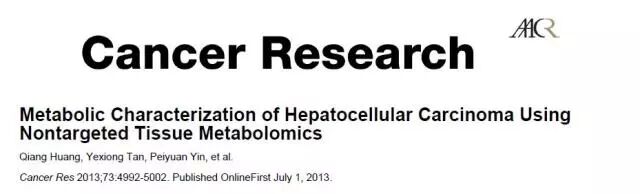 Metabolic Characterization of Hepatocellular Carcinoma Using Nontargeted Tissue Metabolomics.