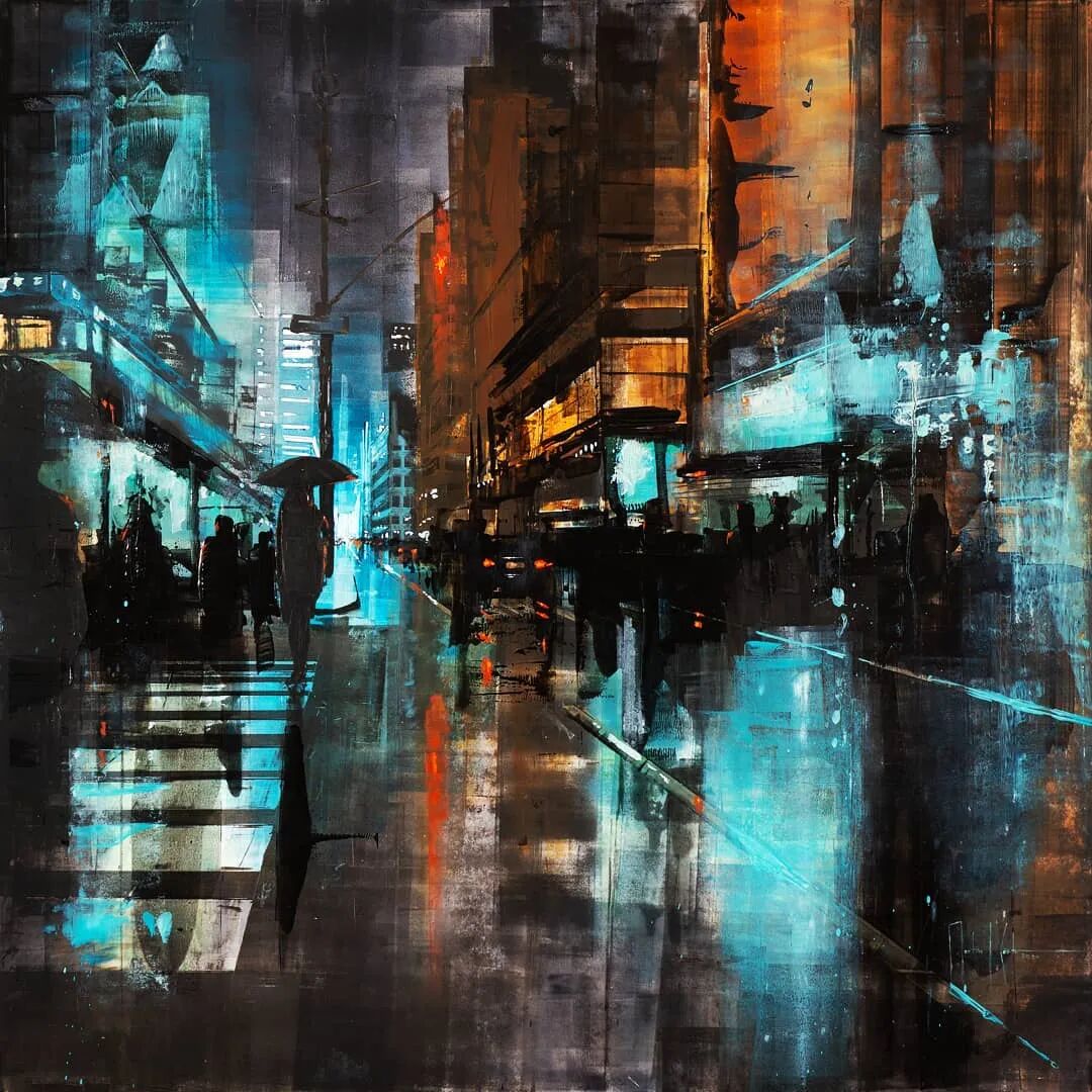 德国艺术家马丁科斯特生动的画作捕捉夜晚繁华城市