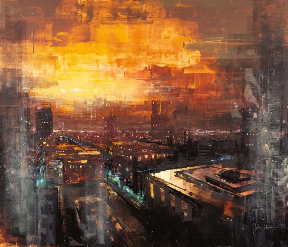 德国艺术家马丁科斯特生动的画作捕捉夜晚繁华城市