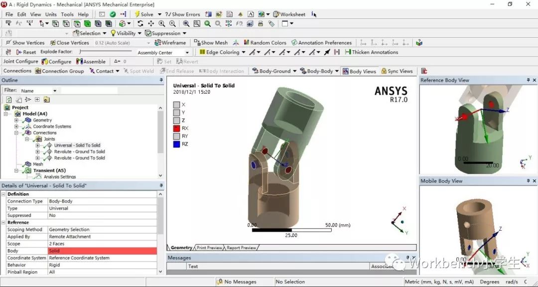 ANSYS Workbench多体动力学实例——万向节的图2