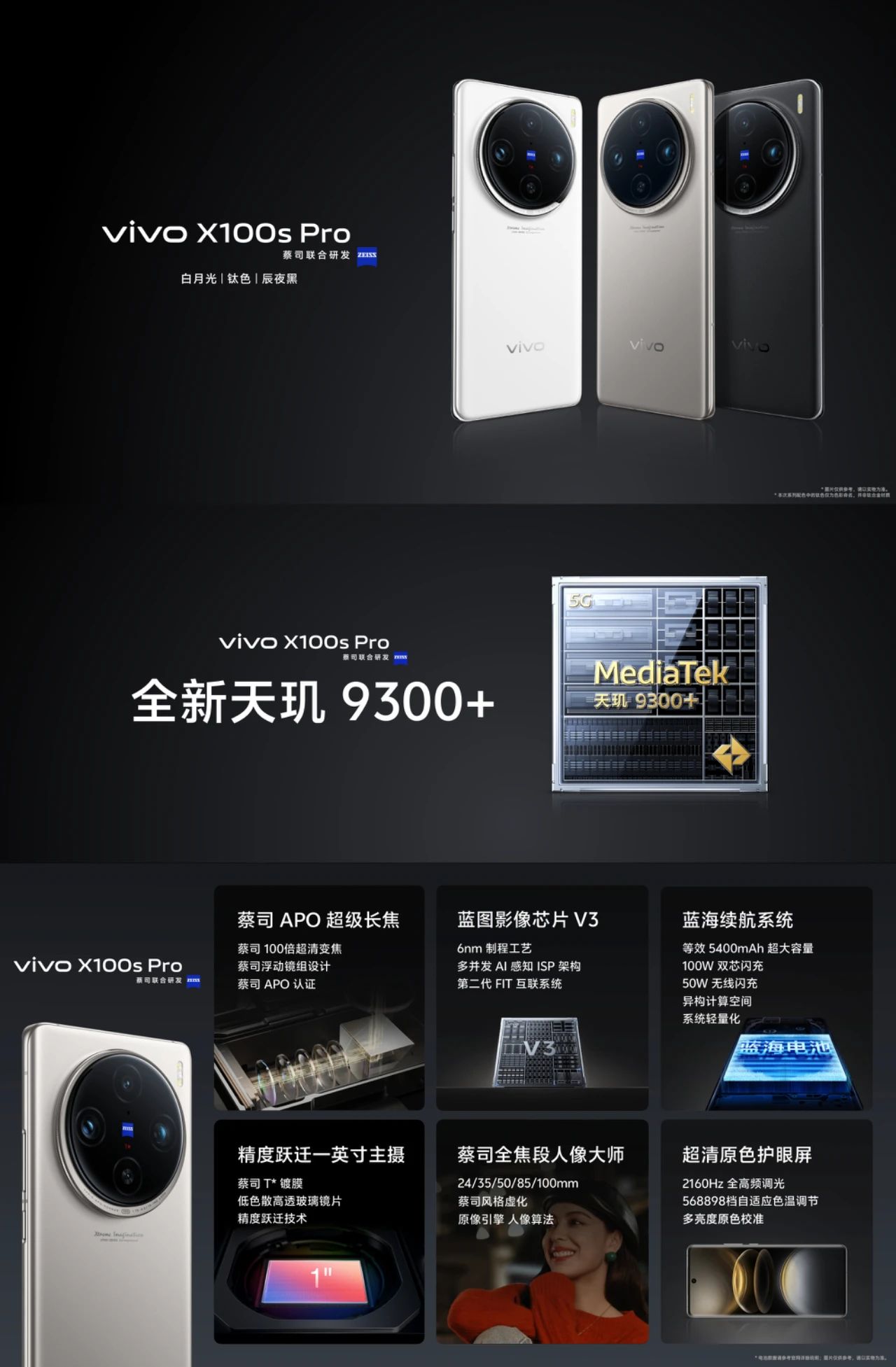 vivox100pro参数配置表 【新机】3999起 vivoX100sPro配置汇总 首发天玑9300+