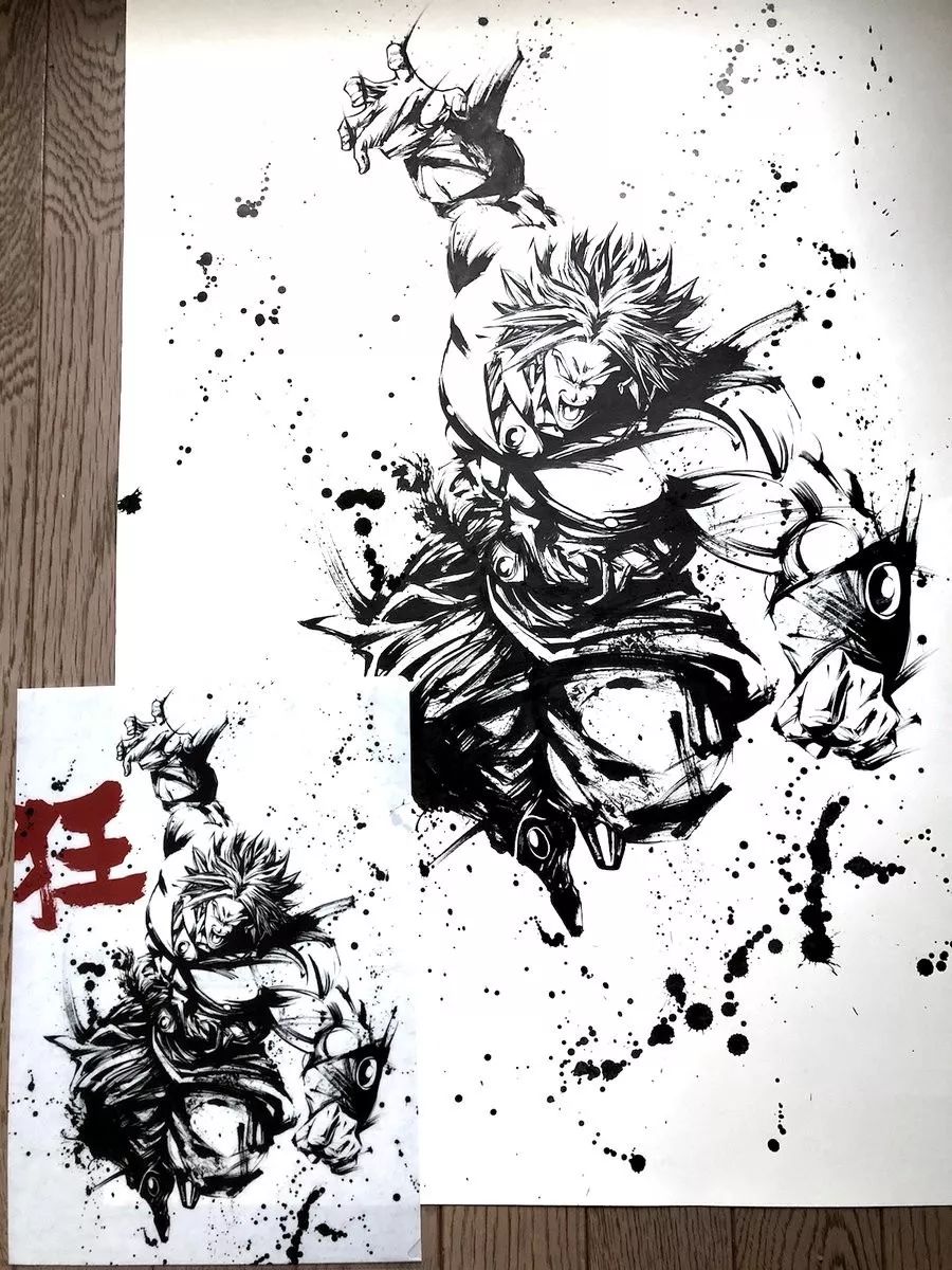 日本畫師繪制水墨版動漫人物 高達悟空霸氣逼人 動漫 第4張