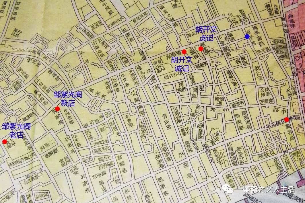 根据一鉴斋所藏的一张1920年的汉口老地图,可以详细地标注他们的位置.