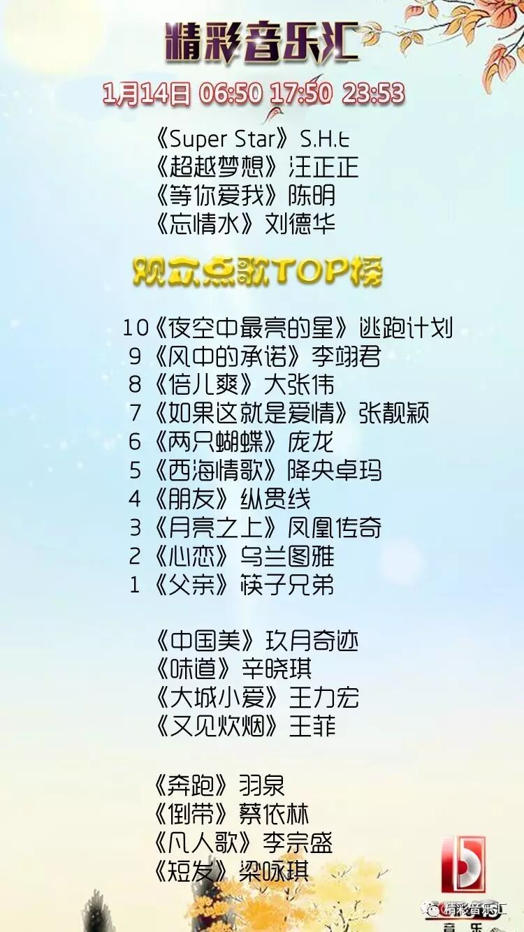 大年初一到十五,《精彩音乐汇》将倾情推出十五期新春特辑节目,每期都