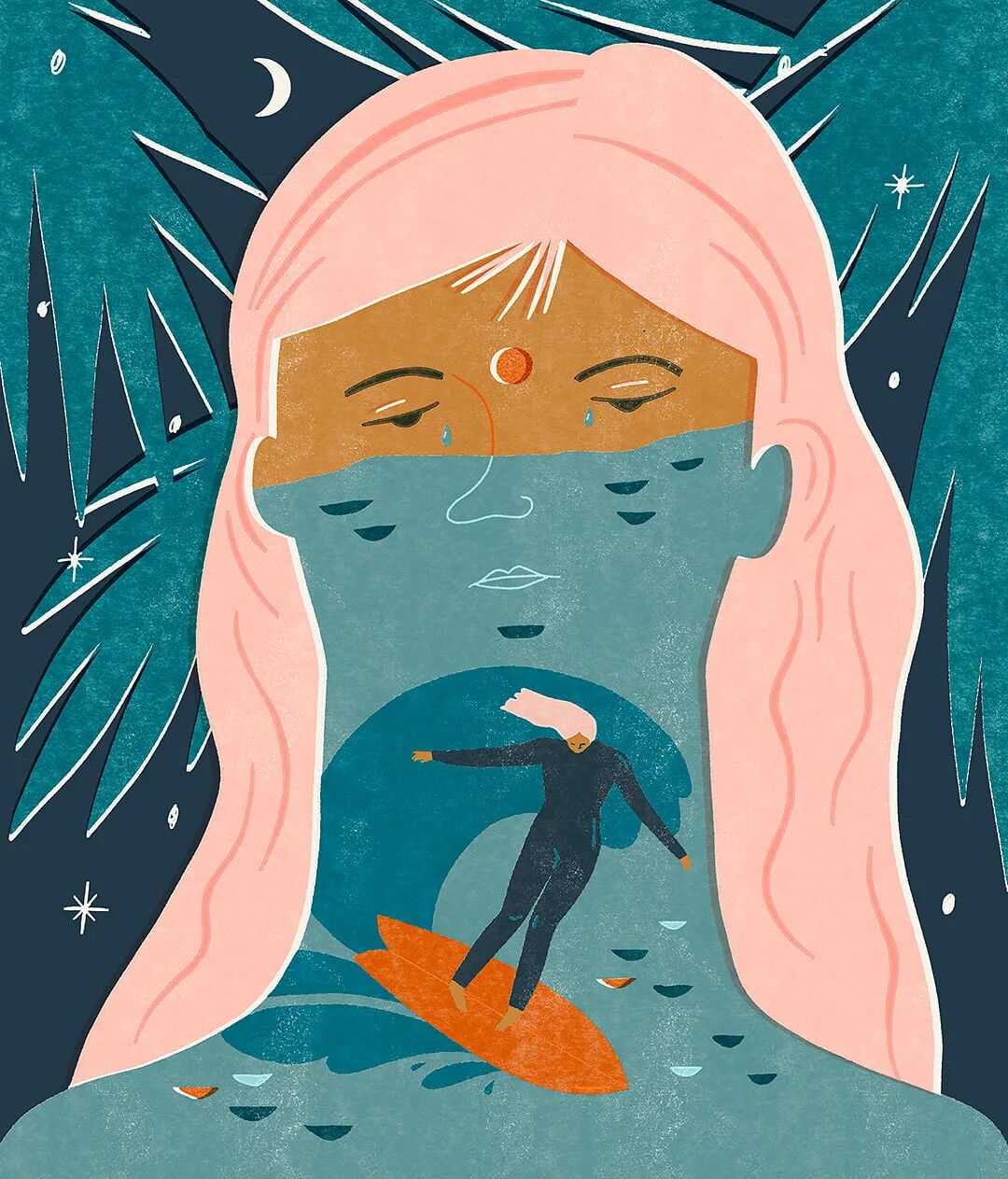 俄罗斯插画师tasyakordyukova冲浪的人