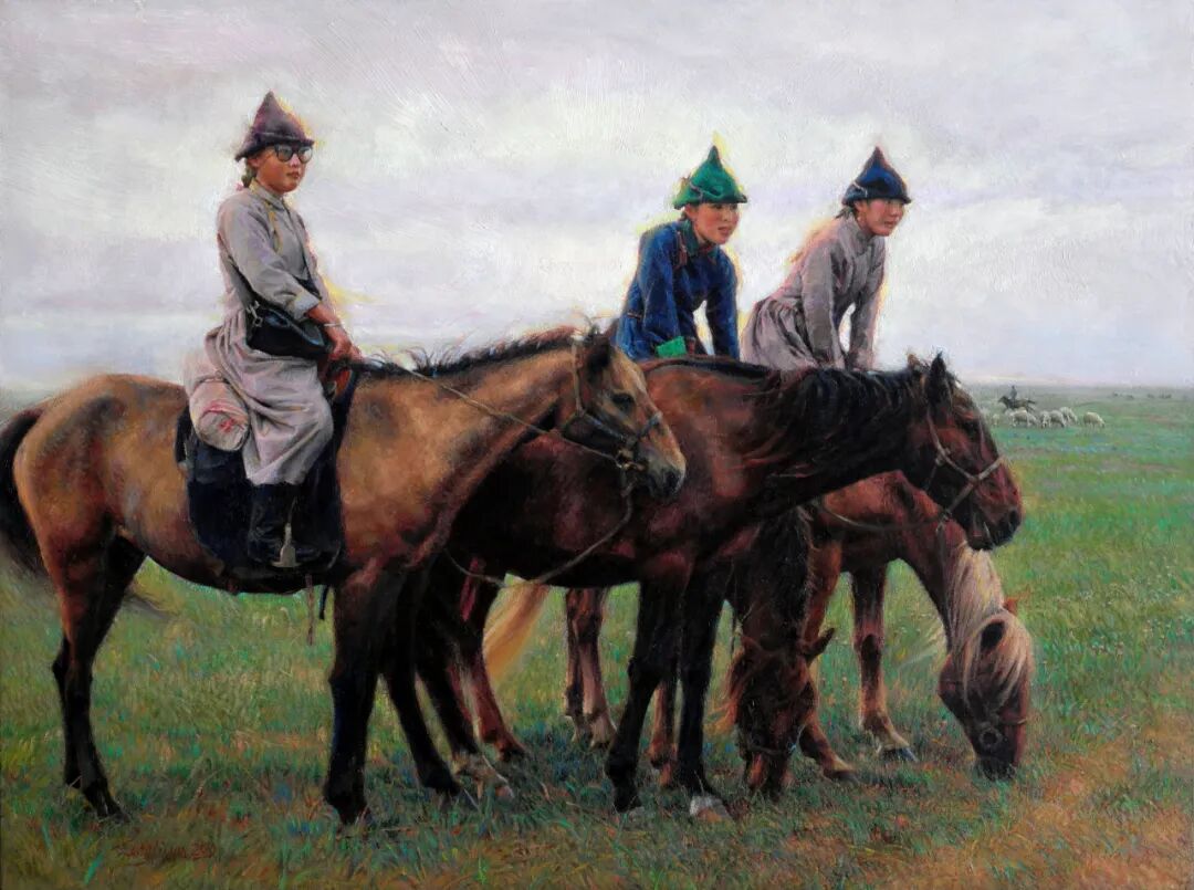 布面油画龙力游无垠的长调