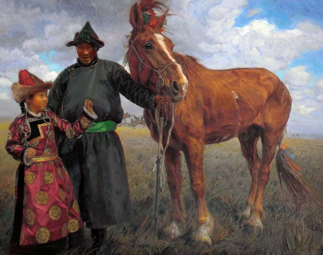 布面油画龙力游无垠的长调