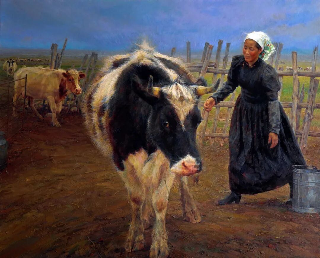 布面油画龙力游无垠的长调