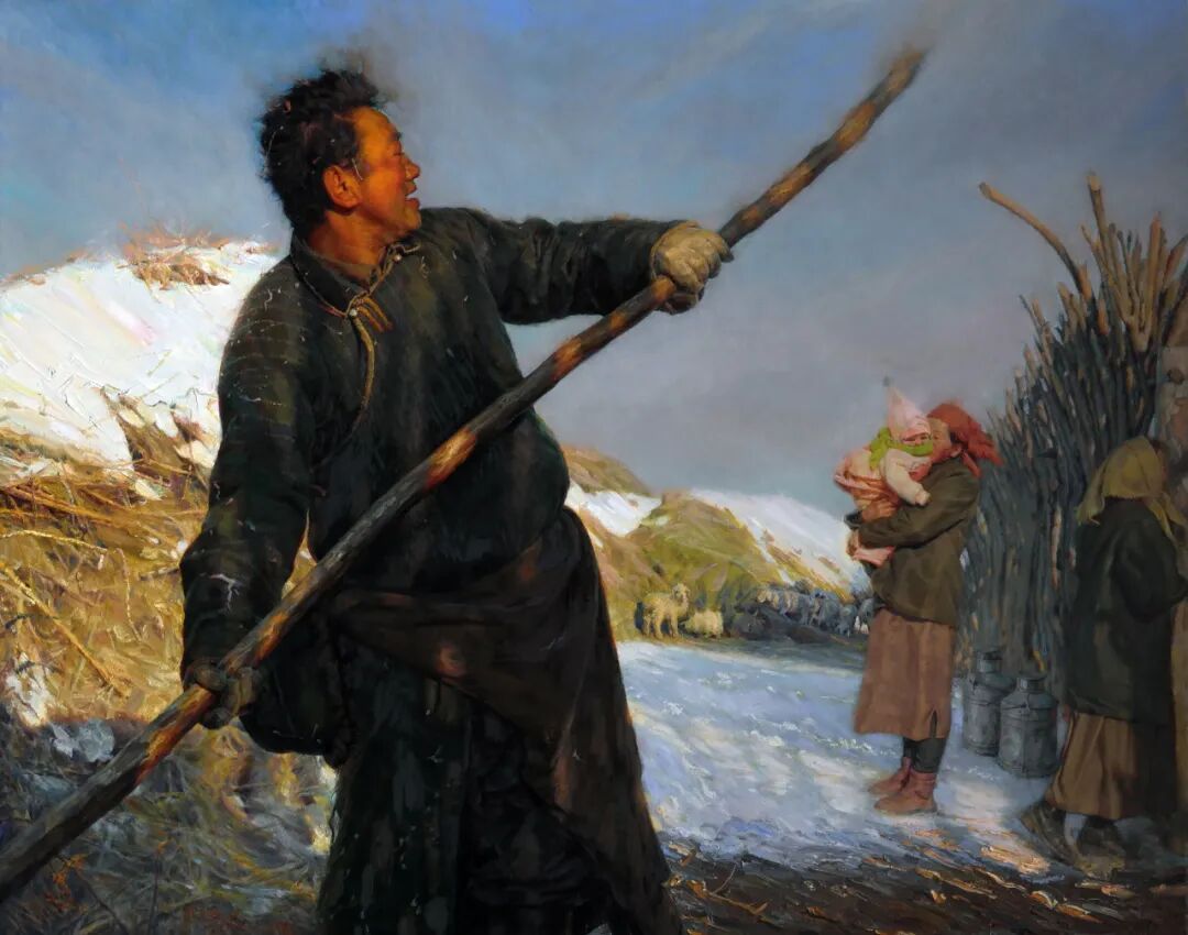 布面油画龙力游无垠的长调