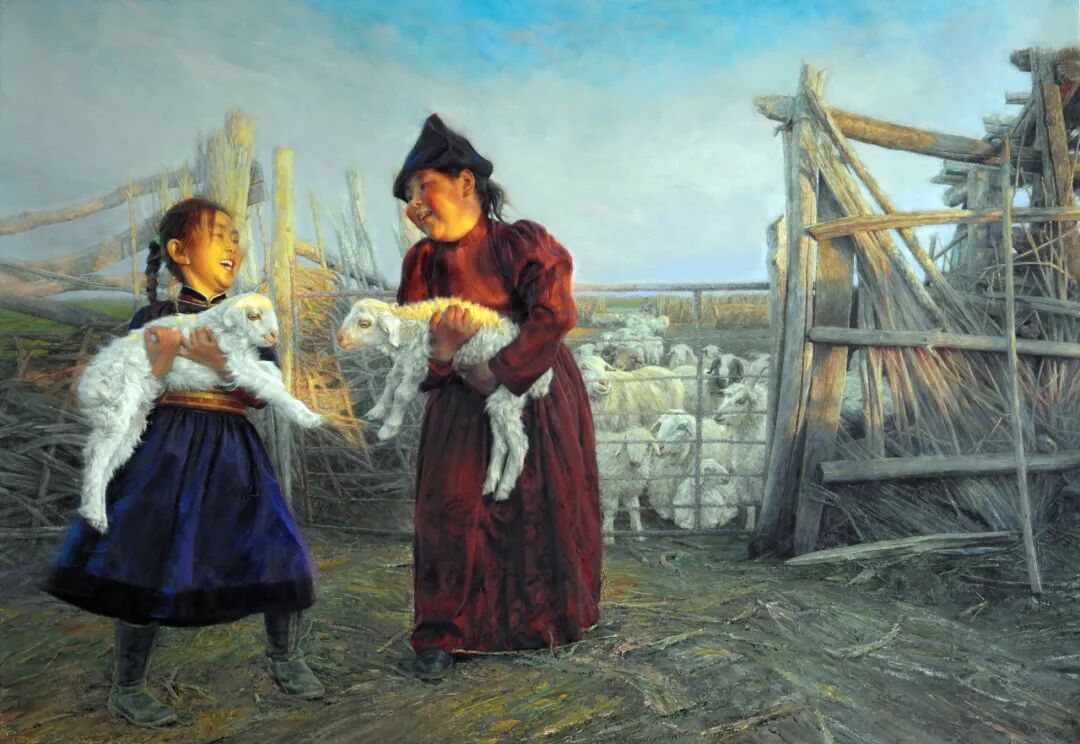 布面油画龙力游无垠的长调