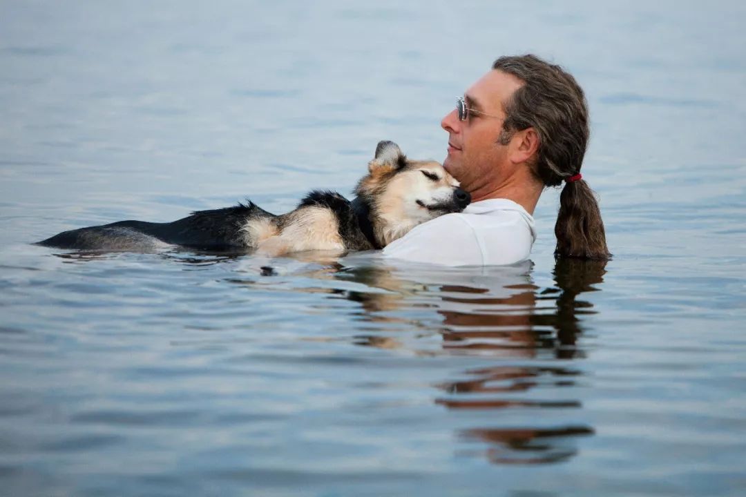 主人抱著狗狗每日泡在湖中，只為減輕一點點它的痛苦..... 萌寵 第2張