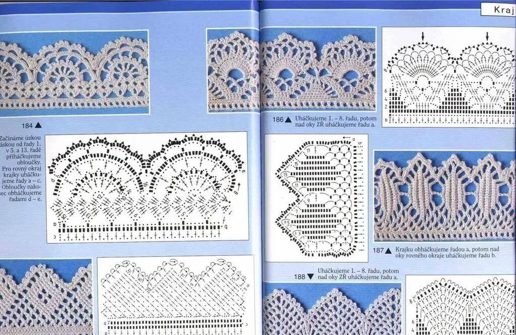 钩编图解22个花边边框钩织图解