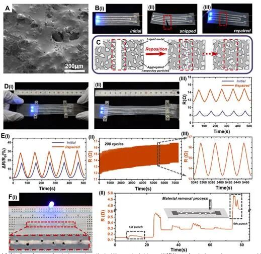 浙江大学贺永教授团队《Mater. Horiz.》：可原位印刷的导电纳米粘土/液态金属基柔性电子的图3