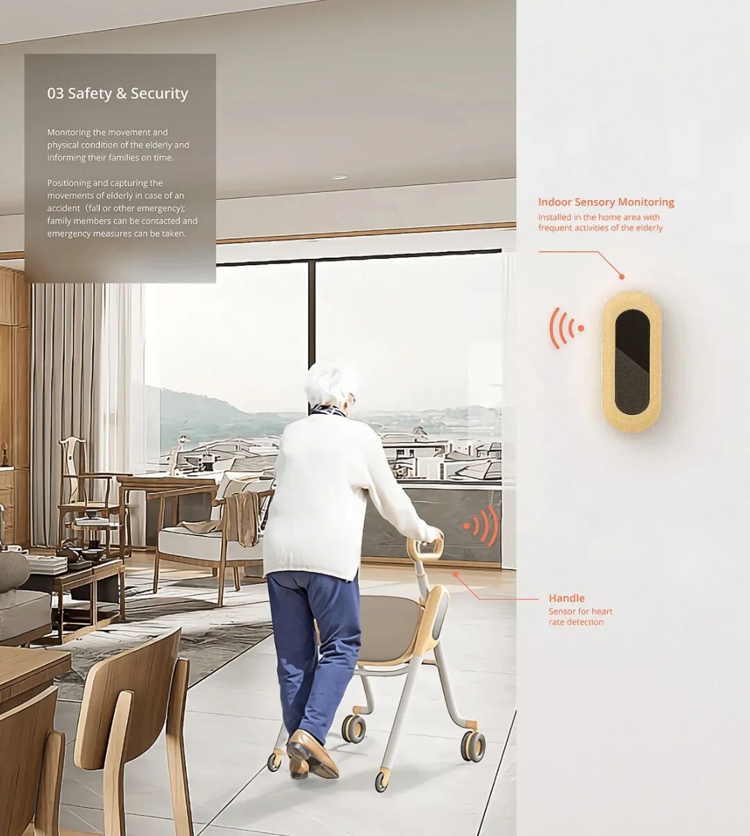 这是一款老人用助行器设计,突破了传统助行器的外观,新的助行器设计