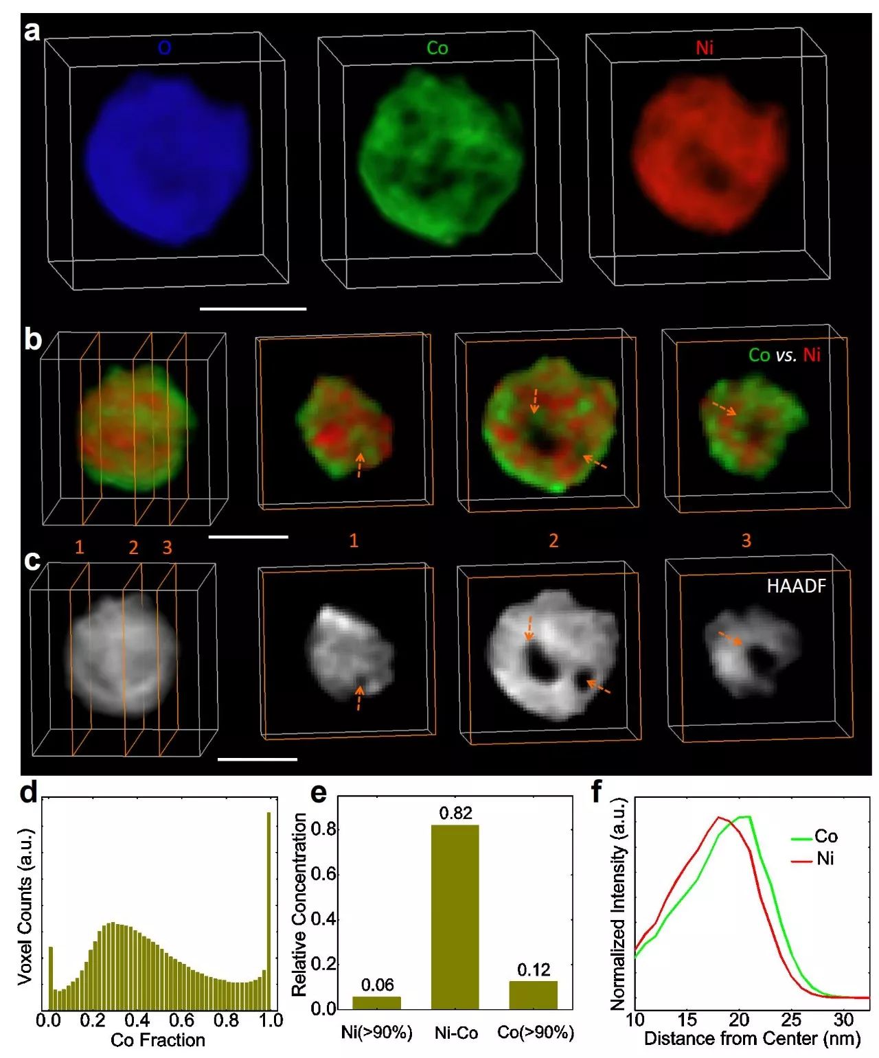 元素敏感的電子斷層攝影術(stem-eels tomography)三維重構元素分佈