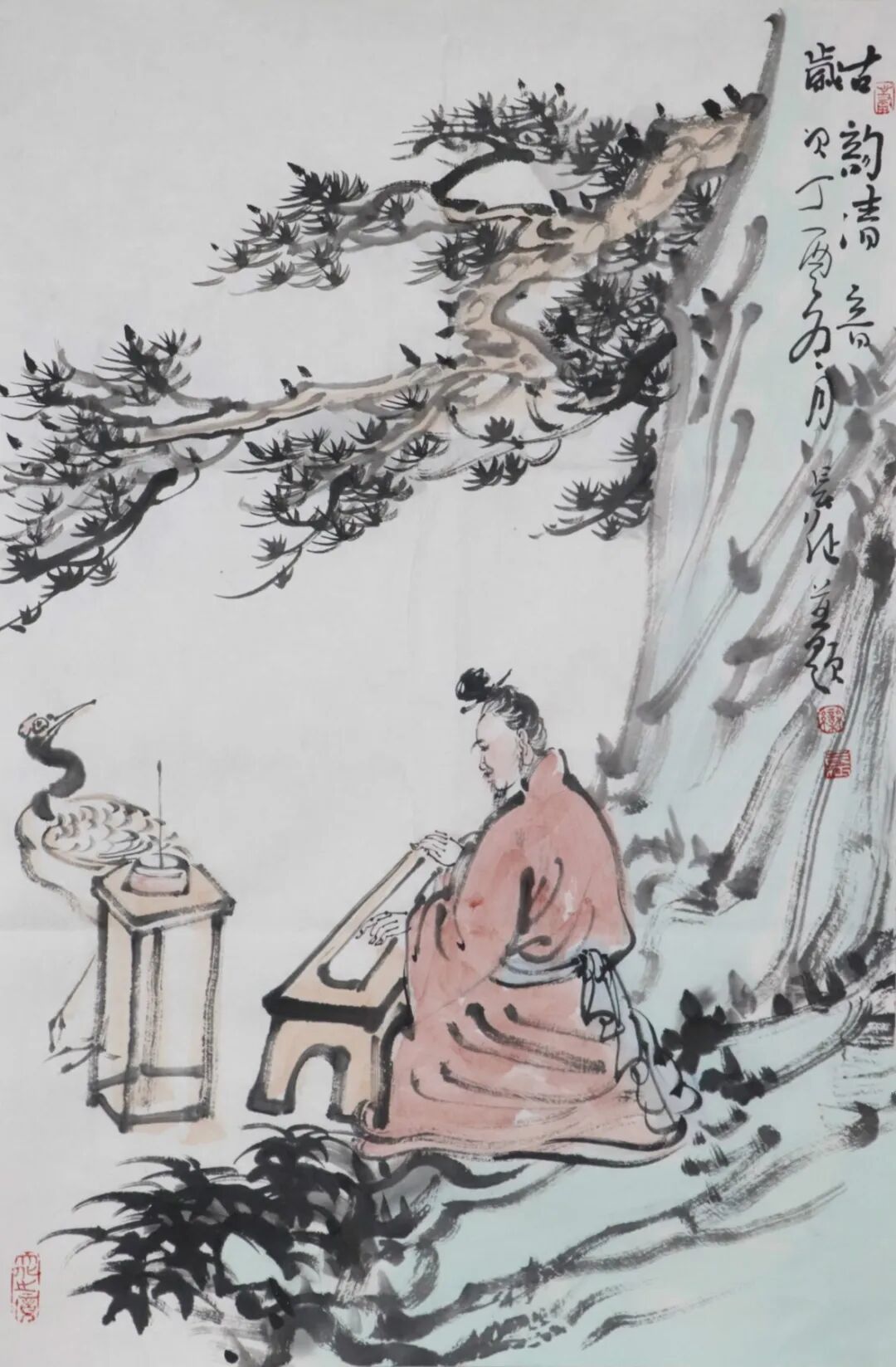 艺术清赏丨栾长征笔下文人雅士抚琴抒怀