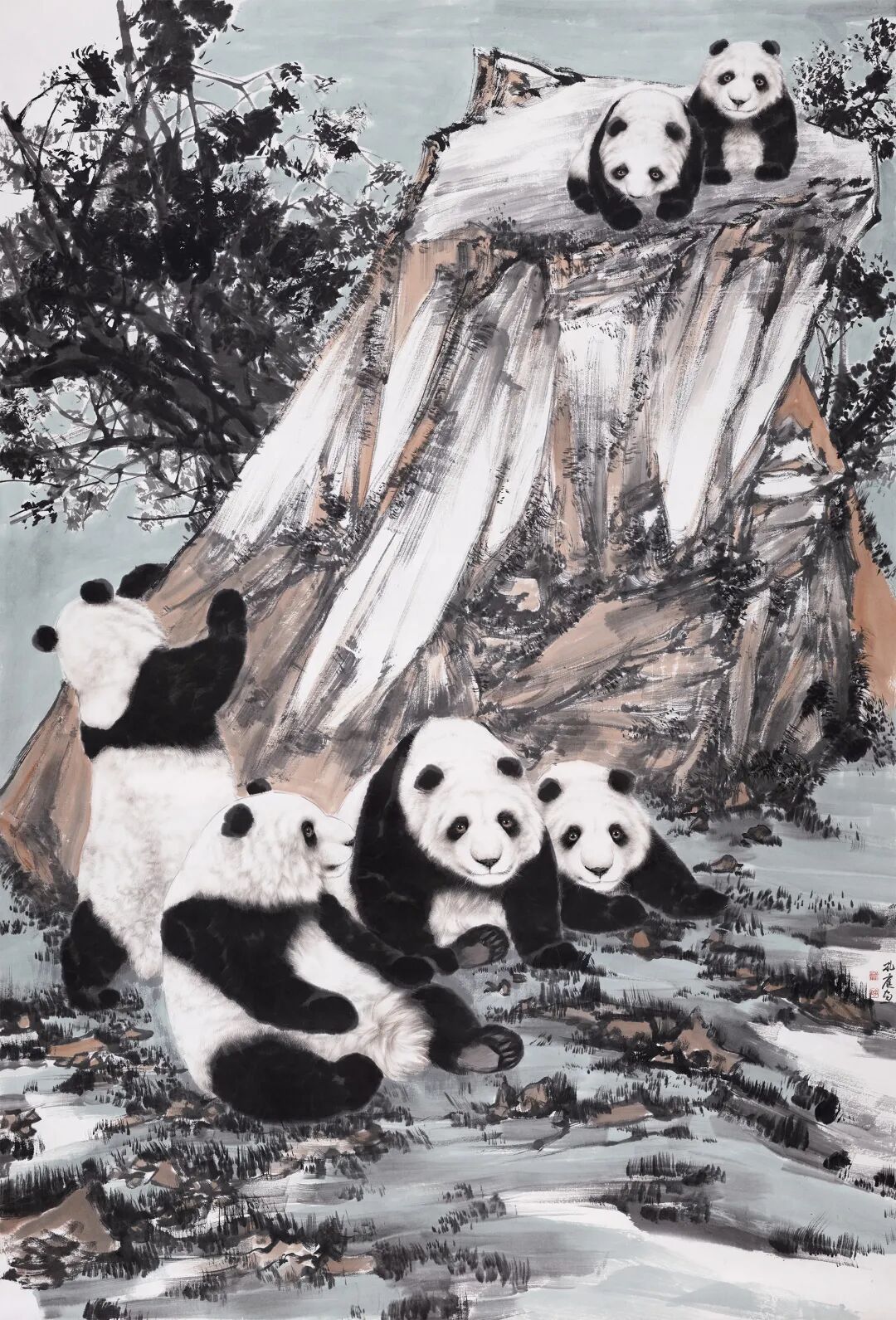 国画名家丨吴孔庭国宝大熊猫系列生于混沌世黑白尚天真