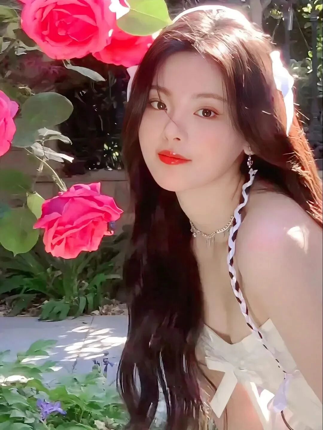 杨超越甜美写真,一袭抹胸连衣裙,清新中带着小性感