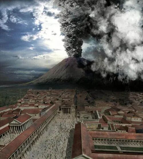 庞贝古城复原图由于人们对火山研究水平的提高,对于火山喷发的预测和