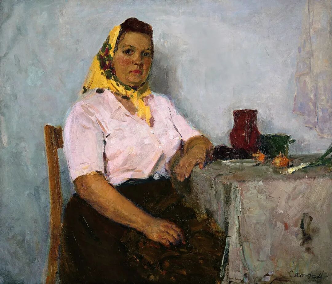 《娃娜大婶》肖峰布面油画 90×115cm 1957年自藏《小八路》宋韧布面