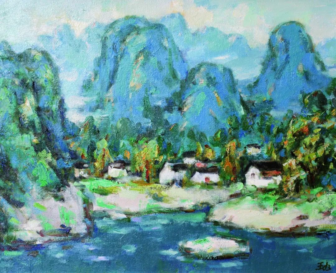 55×50cm 1997年浙江美术馆藏《娃娜大婶》肖峰布面油画 90×115cm