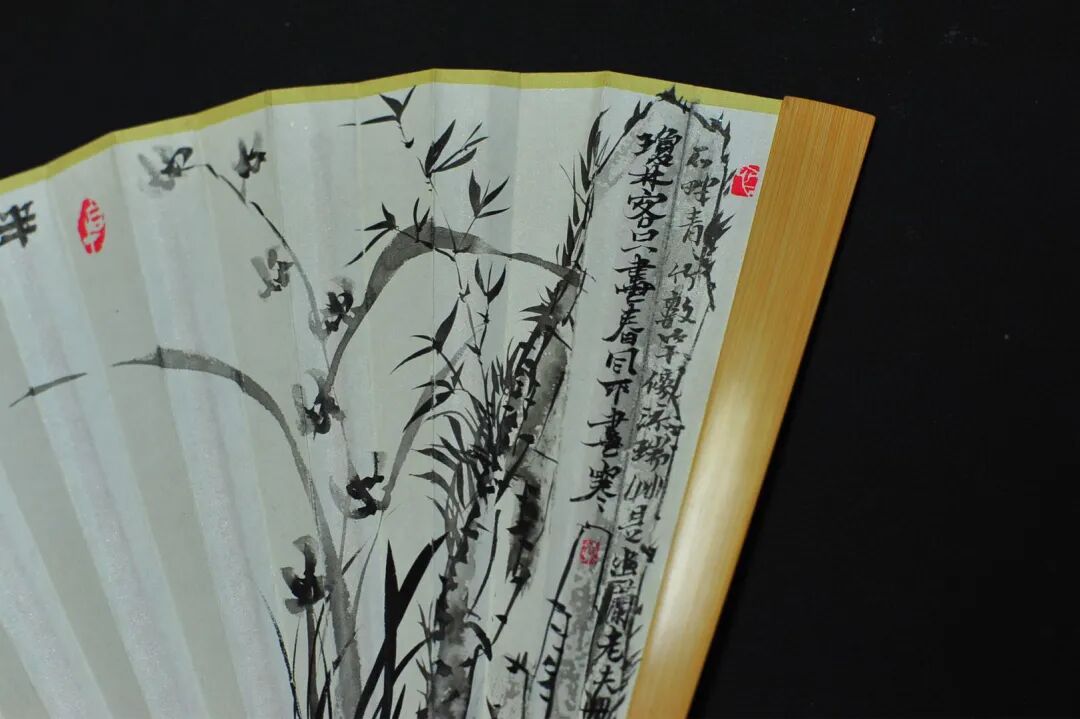 [并兰]玉竹小楷王羲之《兰亭序》并兰竹图 颜玉利书画折扇欣赏