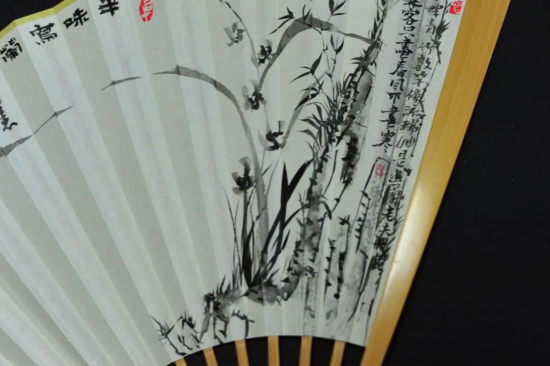 [并兰]玉竹小楷王羲之《兰亭序》并兰竹图 颜玉利书画折扇欣赏