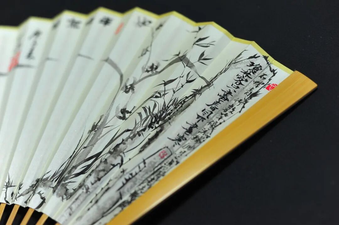 [并兰]玉竹小楷王羲之《兰亭序》并兰竹图 颜玉利书画折扇欣赏