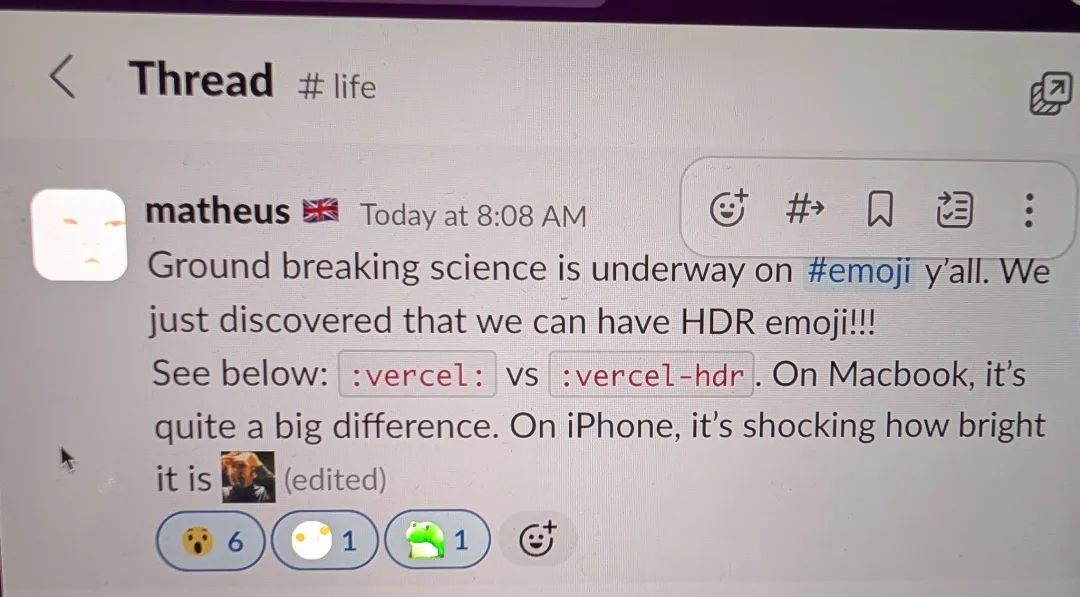 HDR emoji and profile pics in Slack
