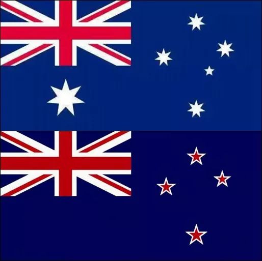 图上为澳大利亚国旗,图下为新西兰国旗