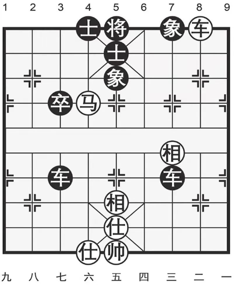 從子力物質上看,黑方有明顯優勢,多炮,多雙卒,但黑方陣勢有明顯問題