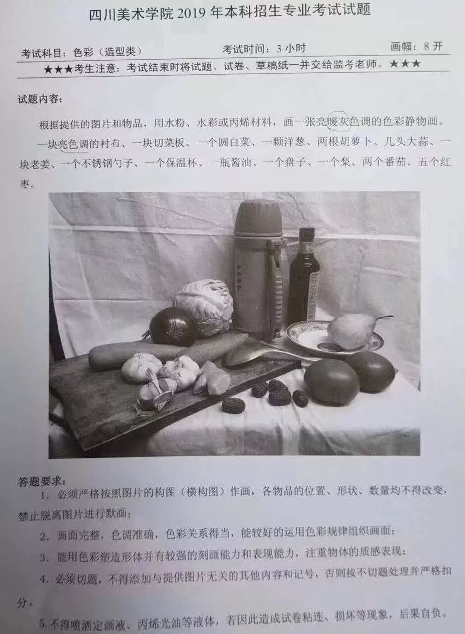 2019美術(shù)高考九大美院美術(shù)類專業(yè)?？伎碱}匯總