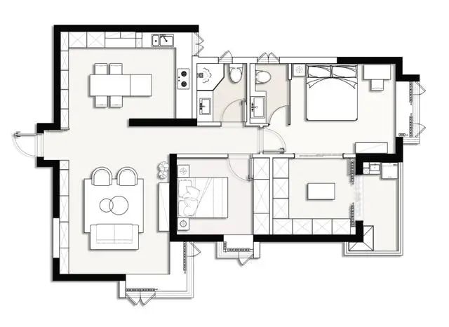 112㎡現代簡約三房室，客廳沙發背景牆做大型收納櫃太實用了 家居 第5張