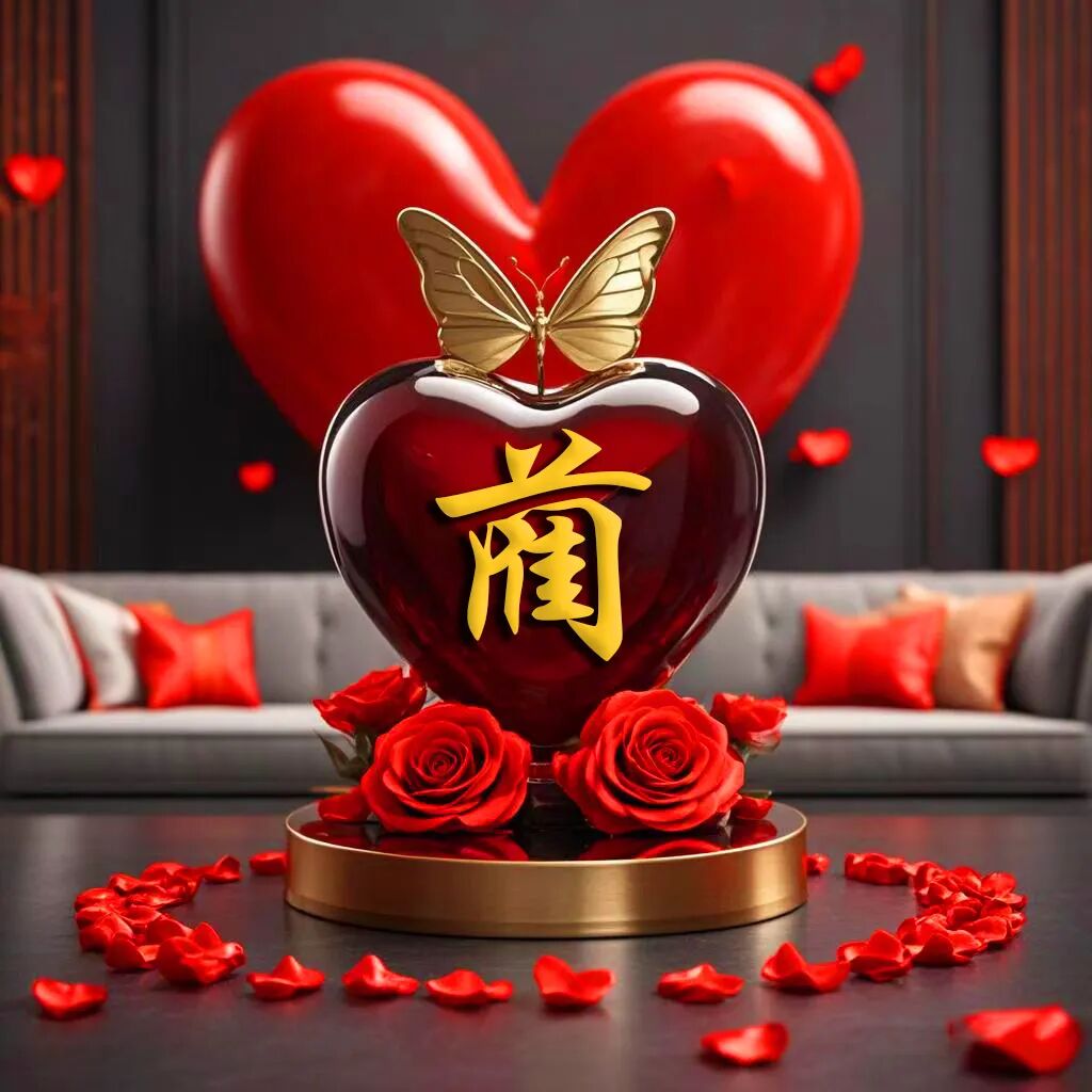 牵手一生心心相印爱心玫瑰花姓氏头像