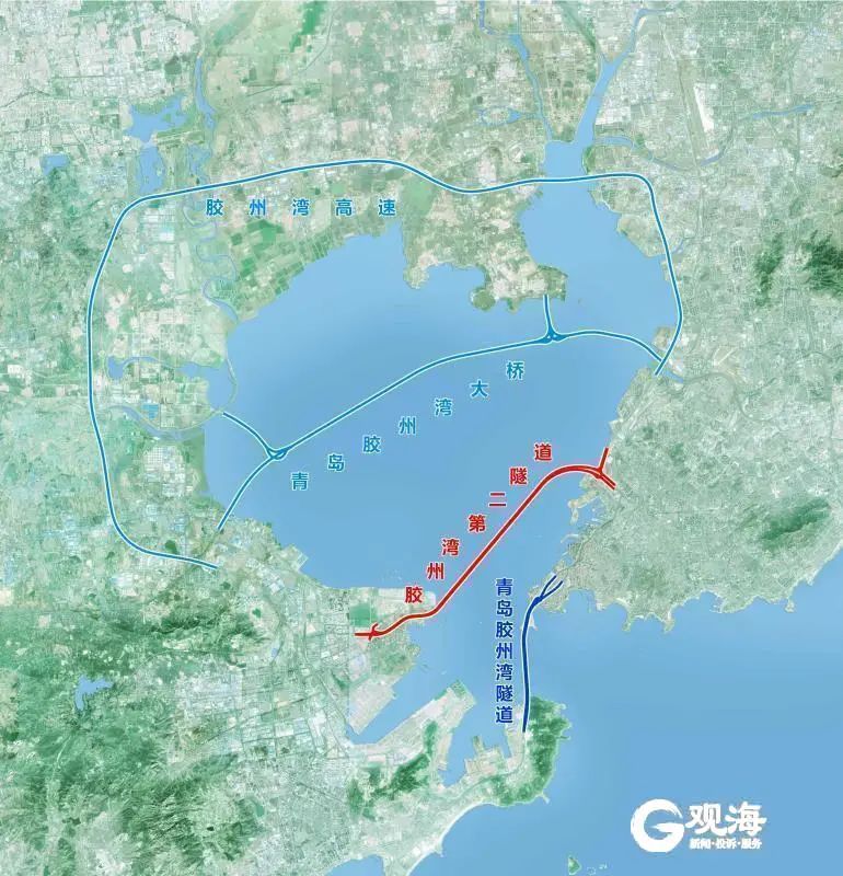 向東沿劉公島路下方敷設,穿越膠州灣,至青島港附近登陸,在海泊河口