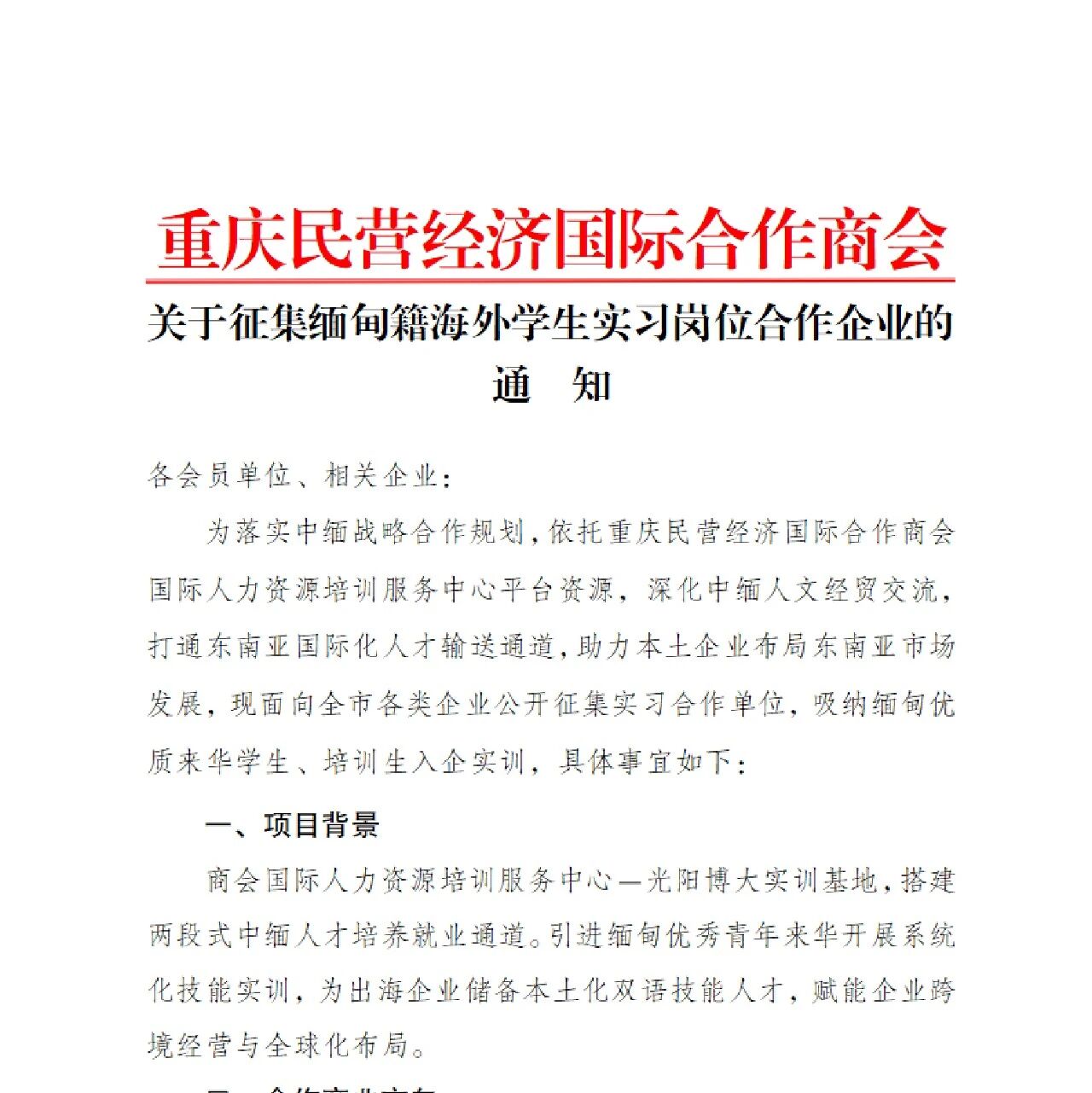 重庆民营经济国际合作商会