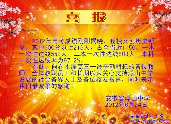 县内三所省重点高中高考成绩出炉,枞阳县文,理科第一名花落浮山中学!