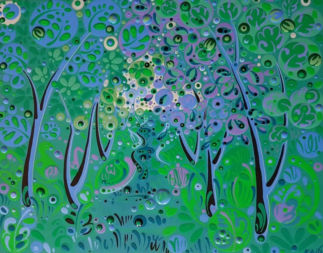 美丽的色彩和谐的图案英国艺术家凯蒂的油画令人回味