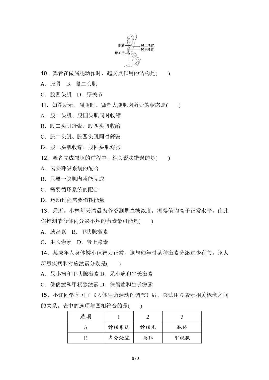 【25秋】最新人教版八年级上册生物：第四单元第六章《人体生命活动的调节》测试卷（含答案）