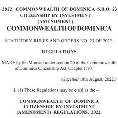 多米尼克最新修正法案公民，9月15日生效！