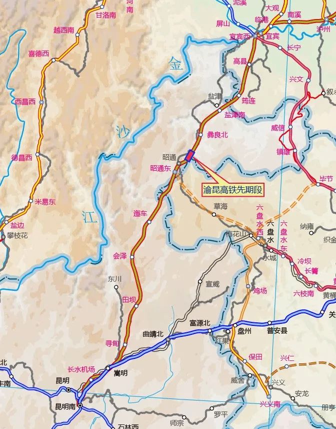渝昆高铁线路平面示意图▼正线全长699公里,设站20座(预留车站1座)