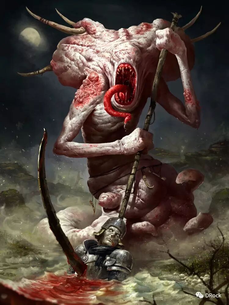 恶心的描述,但是透过他的作品,怪物的畸形还有流露出的情绪彷徨而不安