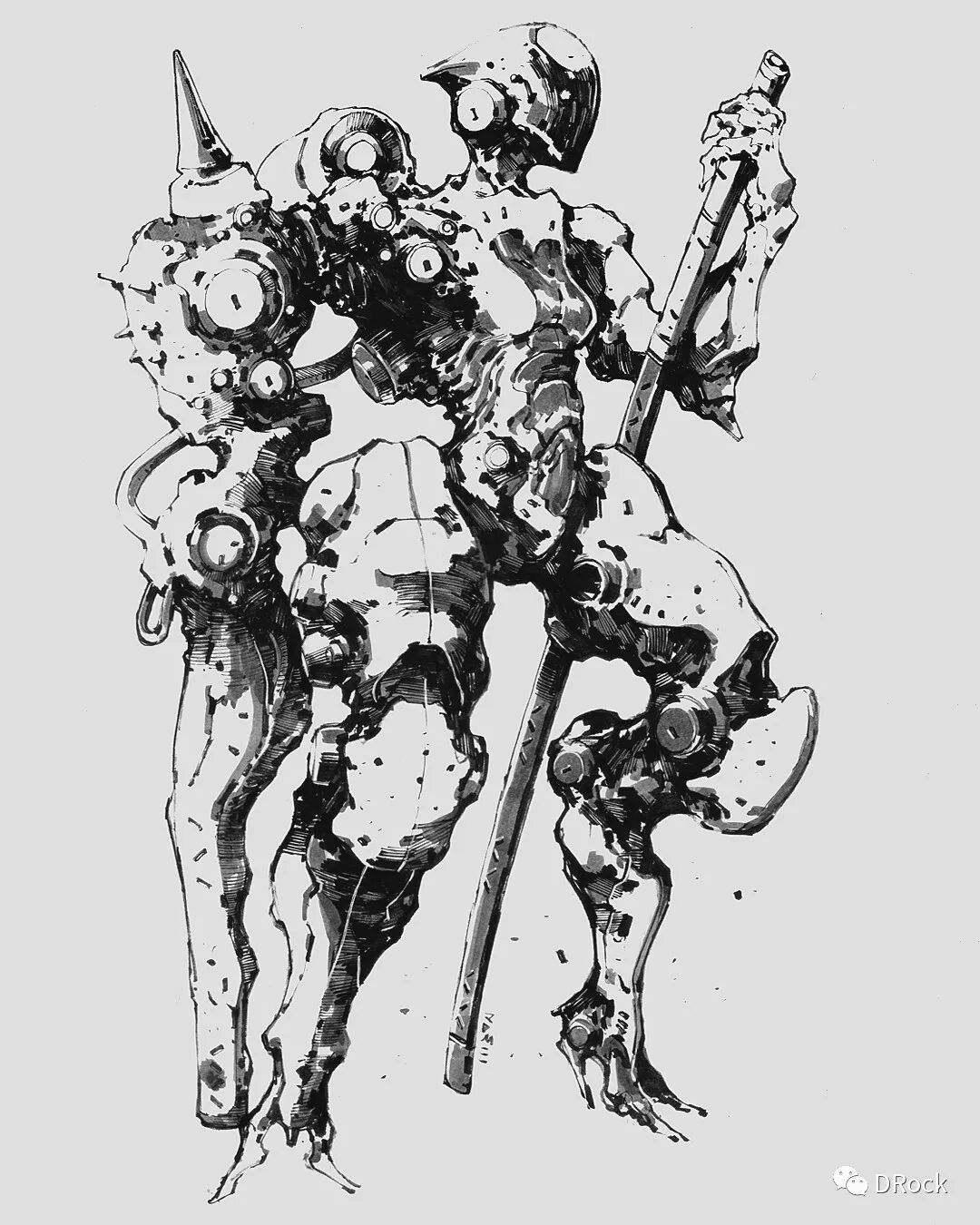 机甲黑白稿 | 自学成才的概念设计师rome adzan