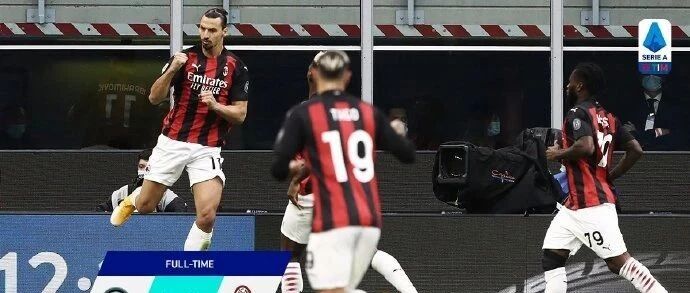 GIF丨伊布梅开二度 米兰踩着国米登顶