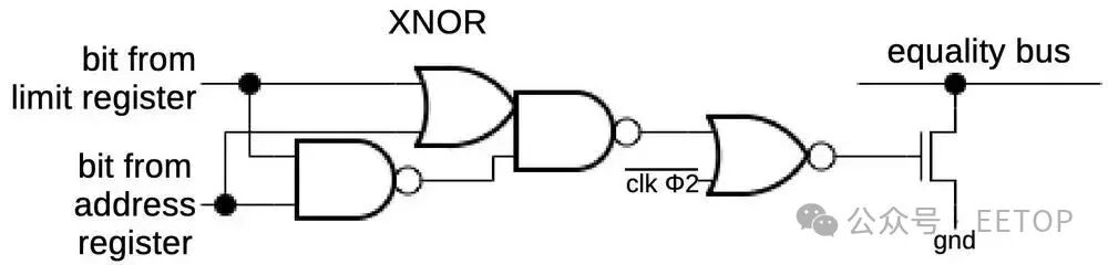 This circuit is repeated 30 times to compare the registers.