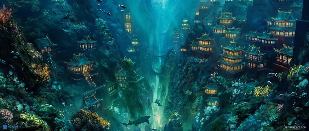 看他画的东海龙宫和哪吒似乎对东方文化十分迷恋外国插画师artur