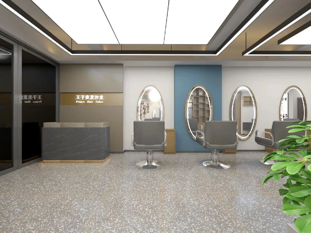 简约轻奢风东莞网红美发店装修设计效果图