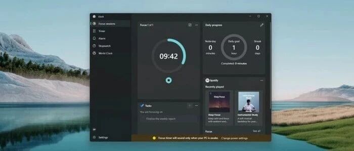 微软为闹钟和时钟应用引入Focus Sessions功能