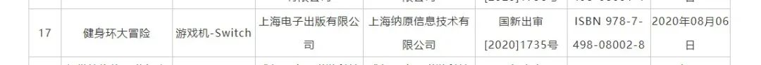 國行NS《健身環大冒險》過審 建議零售價499元 遊戲 第1張